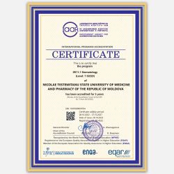 Certificate of the international accreditation. Program Stomatology